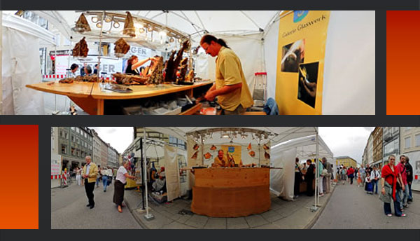 Marktstand der Galerie-Glaswerk / Sommer 2009 in München